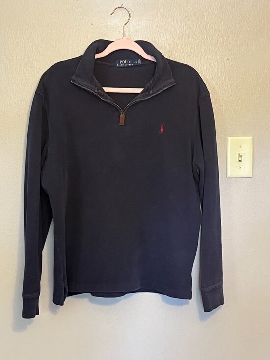 Polo Ralph Lauren Other - Polo Ralph Lauren 1/4 Zip 100% Cotton Knit Pullover Sweater in Navy Size M